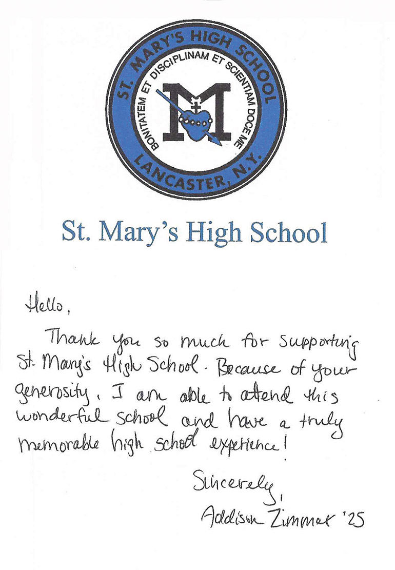St. Mary’s High School Thank You Notes