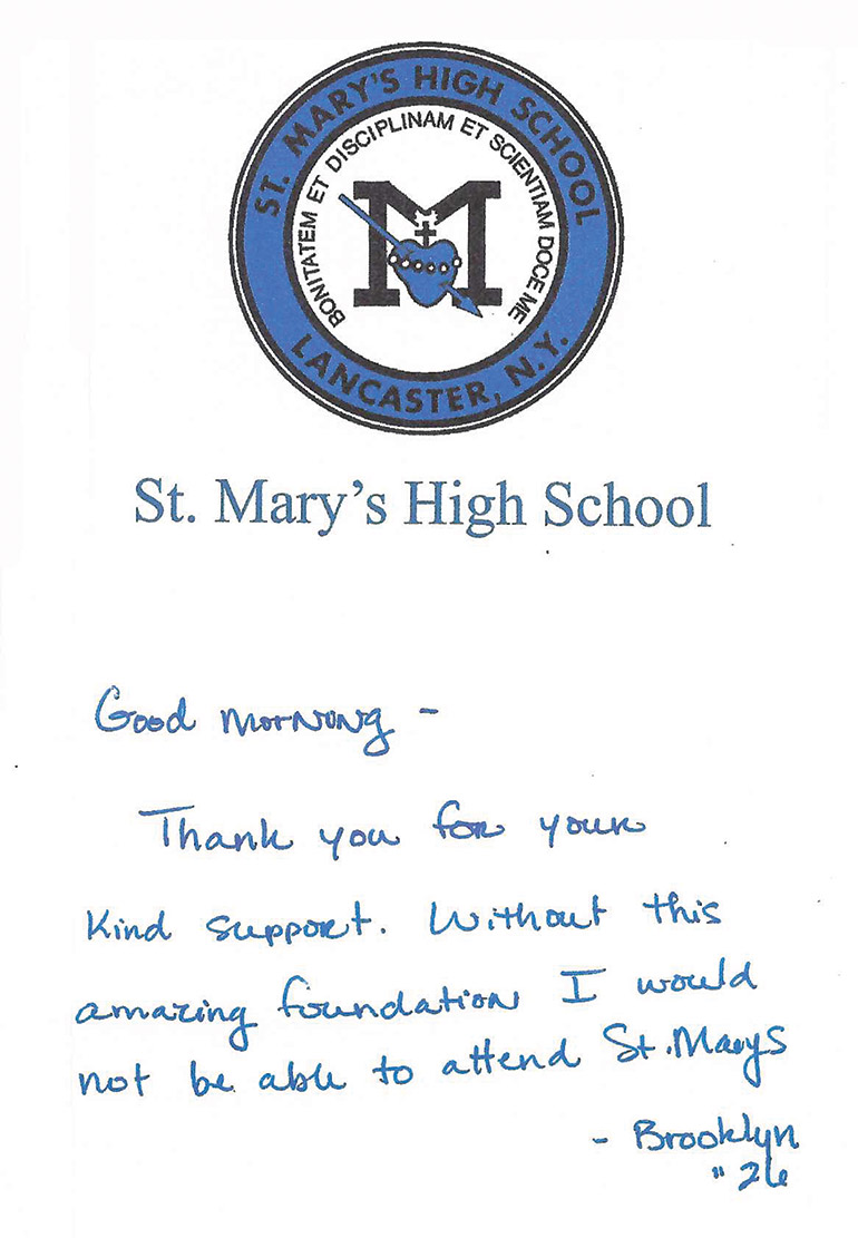 St. Mary’s High School Thank You Notes